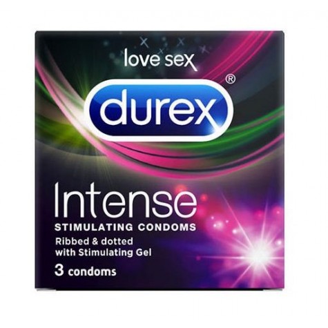 Рельефные презервативы со стимулирующей смазкой Durex Intense Orgasmic - 3 шт.