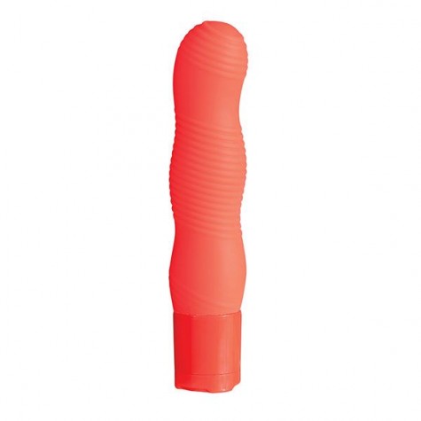 Оранжевый вибромассажёр с рельефом PURE 3.5INCH VIBRATOR ORANGE - 9 см.